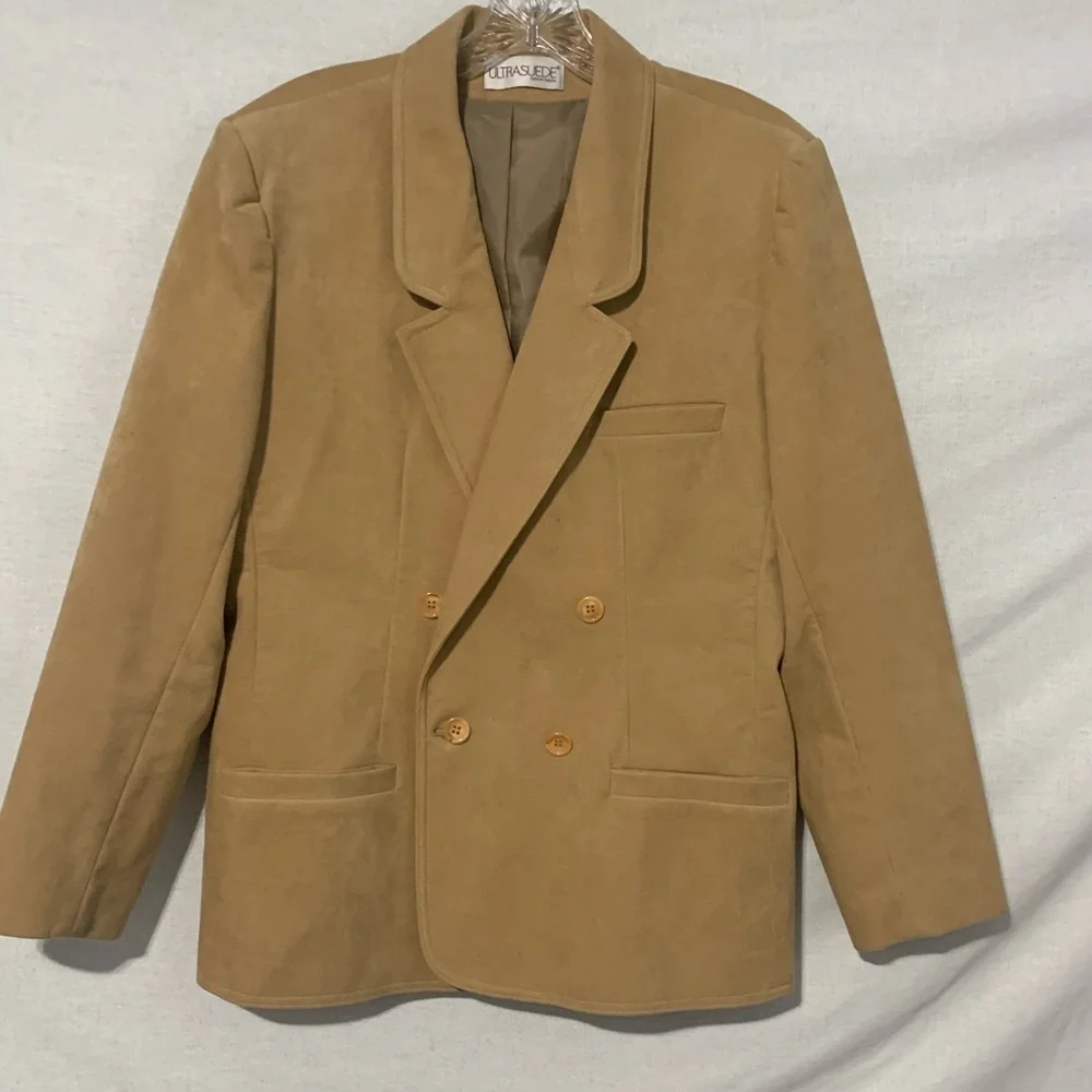 ULTRASUEDE Women 14 Tan Suede Count Romi Ltd. Blazer Jacket Vintage